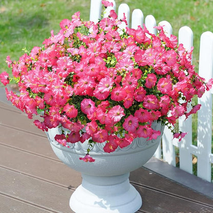 Artificial Flowers Fake Plants for Outdoors Decoration, 12 Bundles Pink Silk - Image 3