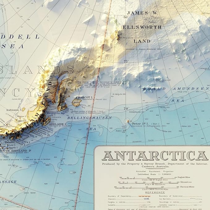 Muir Way Shaded Relief Elevation Map of Antarctica - Image 2