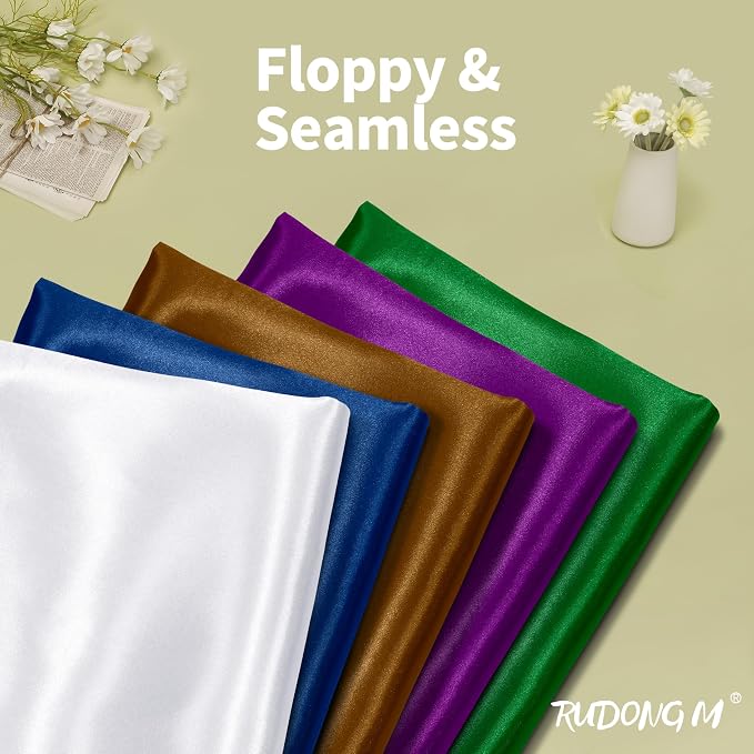 RUDONG M White Satin Fabric by The Yard, 5 Yard x 60 Inch Wide Silky Charmeuse - Image 2