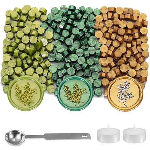 Yoption 360Pcs Wax Seal Beads, Metallic Antique Gold and Green Mix Sealing Wax by Yoption