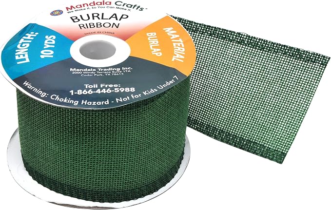 Mandala Crafts Green Burlap Ribbon 2.5 Inches Wide Jute Ribbons - Image 4