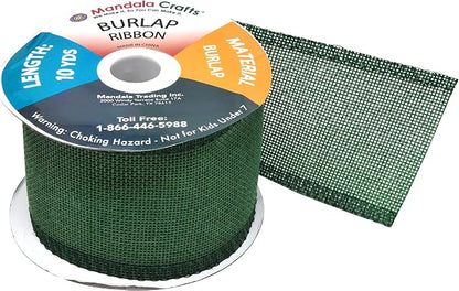 Mandala Crafts Green Burlap Ribbon 2.5 Inches Wide Jute Ribbons - Image 4