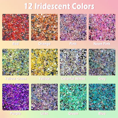 Matio 12 Colors Iridescent Crushed Glass, Irregular Chunky Glitter, Sprinkle - Image 4