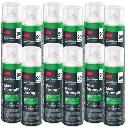 3M Max Strength 90 Contact Adhesive Spray, 12.6 oz – Low VOC Heavy Duty Glue by 3MIndustrial