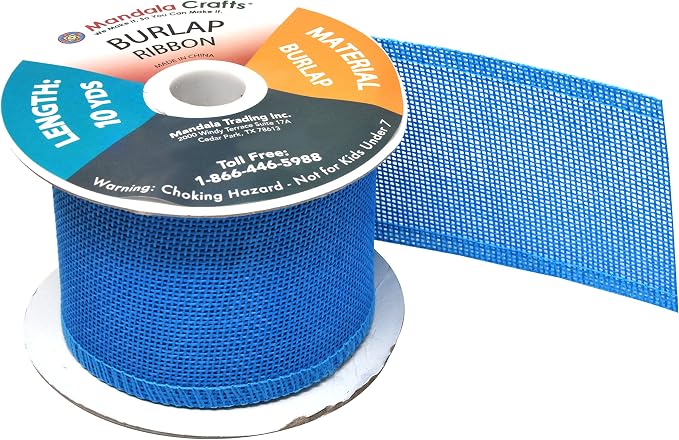Mandala Crafts Sky Blue Burlap Ribbon 2.5 Inches Wide Jute Ribbons - Image 4