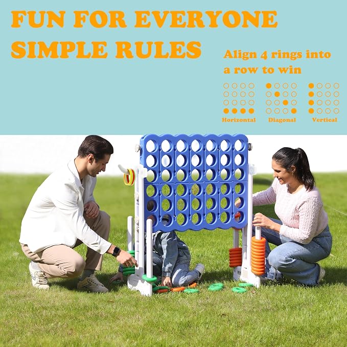 SDADI Height-Adjustable Giant 4-in-a-Row Game, 2-in-1 Jumbo 4-to-Score & Ring - Image 6