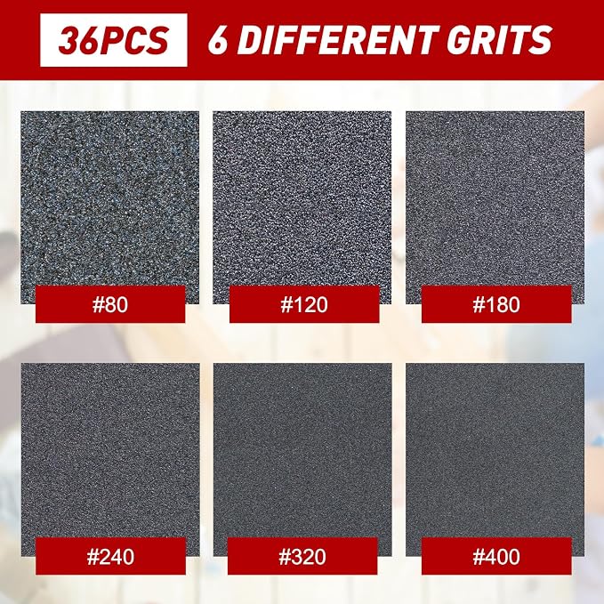 36 Pcs Sanding Sponge 80/120/180/240/320/400 Grit Sandpaper Assortment - Image 3