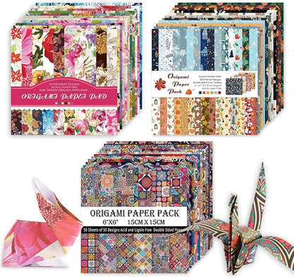 Origami 6x6 Paper Kit 150 Sheets 150 Vivid Colors Double Sided Same Printed by Wanshui
