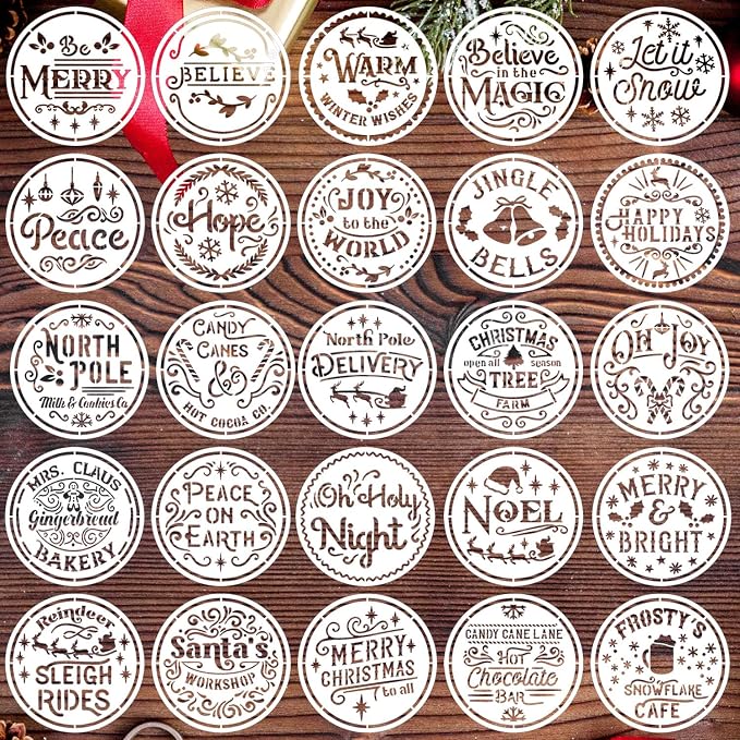 Small Christmas Stencils for Painting on Wood 4inch, Christmas Stencil Xmas by zosylley