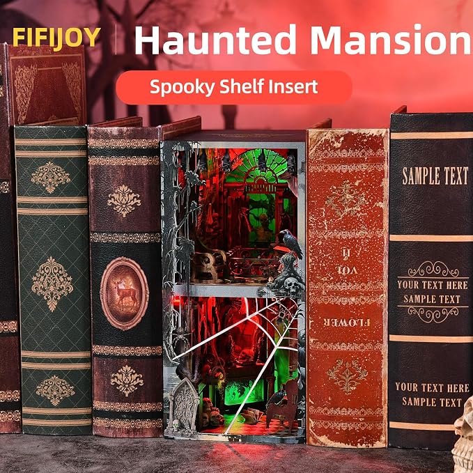 Haunted House Halloween Book Nook Kit, Spooky Shelf Insert Bookshelf Diorama - Image 5