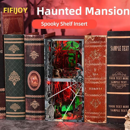 Haunted House Halloween Book Nook Kit, Spooky Shelf Insert Bookshelf Diorama - Image 5