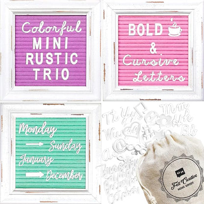 Mini Rustic Felt Letter Board Farmhouse Trio Changeable Message Boards by Felt - Image 8
