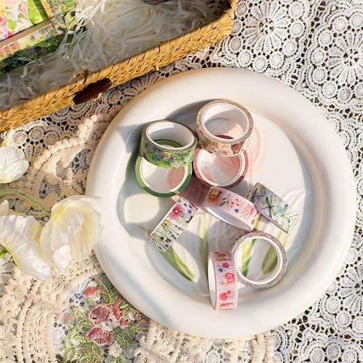 YUBBAEX 10 Rolls Four Seasons Washi Tape Set Green Grass Flowers Masking - Image 7