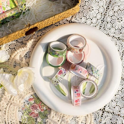 YUBBAEX 10 Rolls Four Seasons Washi Tape Set Green Grass Flowers Masking - Image 7