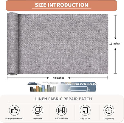 Coarse Linen Repair Patches, Self-Adhesive Linen Fabric Patches, 12X40 inch - Image 2