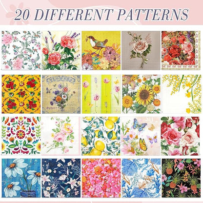 Crtiin 20 Pack Assorted Floral Napkins - Image 6
