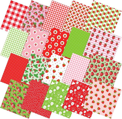 Ganeen 60 Pcs 10 x 10 Inch Strawberry Quilting Fabric Squares Multicolor by Ganeen