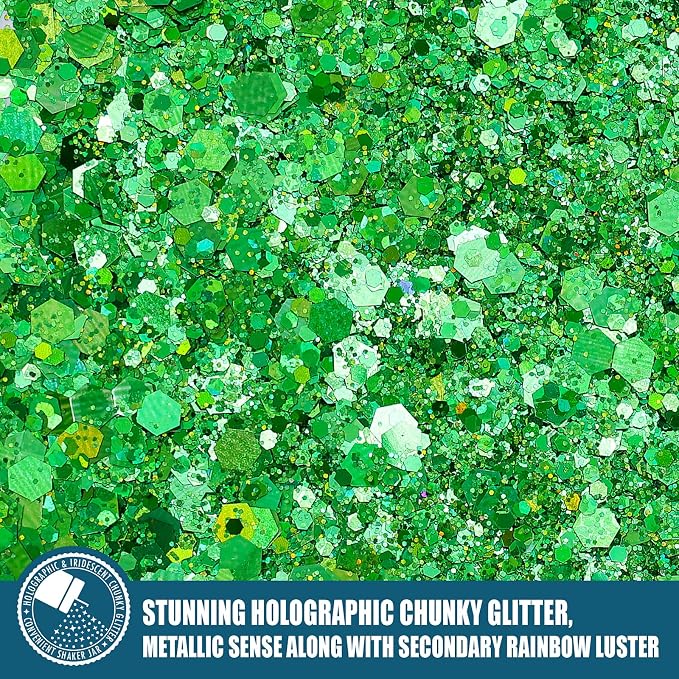Holographic Chunky Glitter, 5.64oz/160g Craft Glitter Powder Mixed Chunky Flakes - Image 2