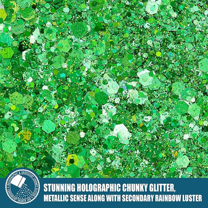 Holographic Chunky Glitter, 5.64oz/160g Craft Glitter Powder Mixed Chunky Flakes - Image 2