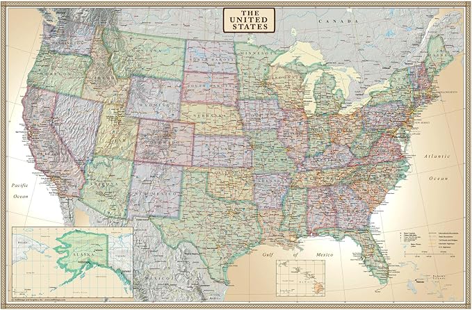 24x36 United States, USA US Executive Wall Map Poster Mural by Swiftmaps