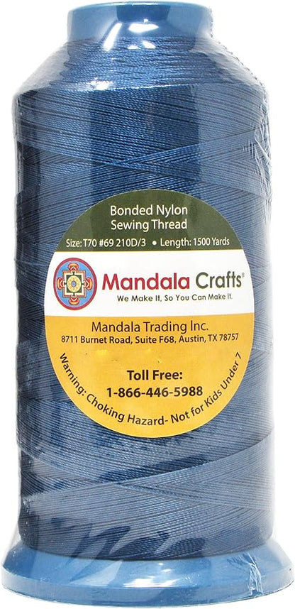 Mandala Crafts Bonded Nylon Thread Airforce Blue Heavy Duty Sewing Threads - Image 2