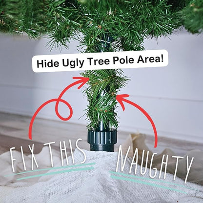 Realistic Faux Brown Bark Xmas Tree Skirt Hides Fake Pole, By Christmas Tree - Image 2