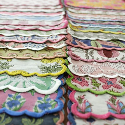 Ridhi Mix Random Hand Block Print Napkins 9" x 9" Set of 6 Reusable Cotton - Image 4