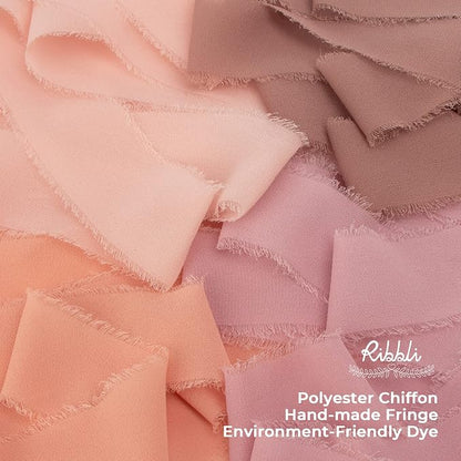 Ribbli Antique Mauve Chiffon Ribbon 1-1/2 inch x 20 Yard Handmade Fringe - Image 3