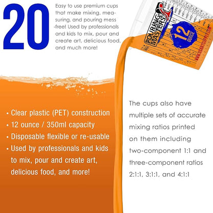 Pouring Masters 12 Ounce Graduated Plastic Mixing Cups - Image 4