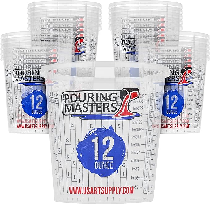 Pouring Masters 12 Ounce Graduated Plastic Mixing Cups by Pouring+Masters