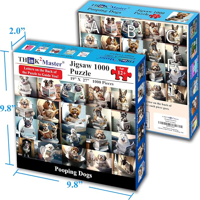 Think2Master Pooping Dogs & Puppies 1000 Pieces Jigsaw Puzzle. Pooping Puppies - Image 6