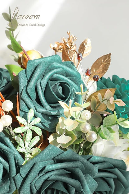 Floroom Artificial Flowers 25pcs Real Looking Dark Teal Foam Fake Roses - Image 4