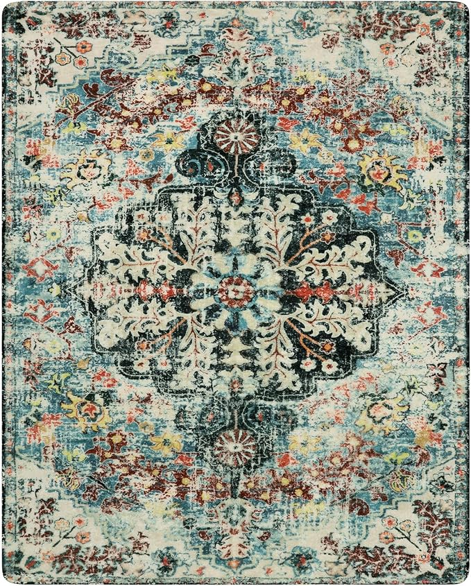Lahome Boho 8x10 Rugs for Living Room, Teal Washable Rugs for Bedroom Aesthetic - Image 9
