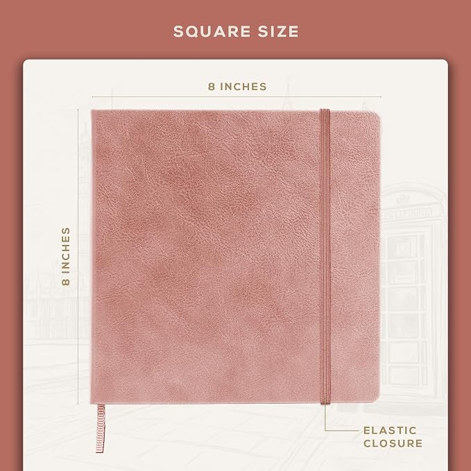 Beechmore Books Square Sketchbook – 8x8 Premium Vegan Leather Bound Large - Image 3