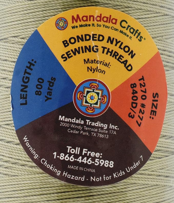 Mandala Crafts Bonded Nylon Thread Beige Heavy Duty Sewing Threads - Image 4