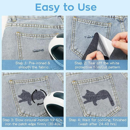 HTVRONT Iron on Patches for Clothing Repair, Cotton Patches Iron on, Dark Blue - Image 4