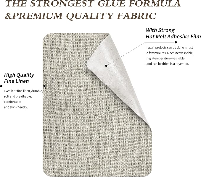 KING MOUNTAIN Linen Fabric Iron-on Repair Patch, Inside&Outside Fabric Repair - Image 3