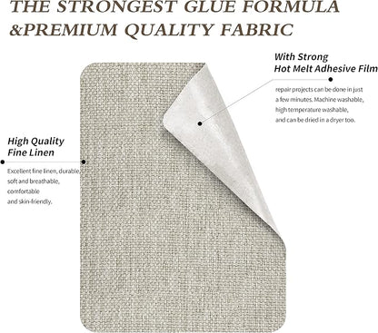 KING MOUNTAIN Linen Fabric Iron-on Repair Patch, Inside&Outside Fabric Repair - Image 3