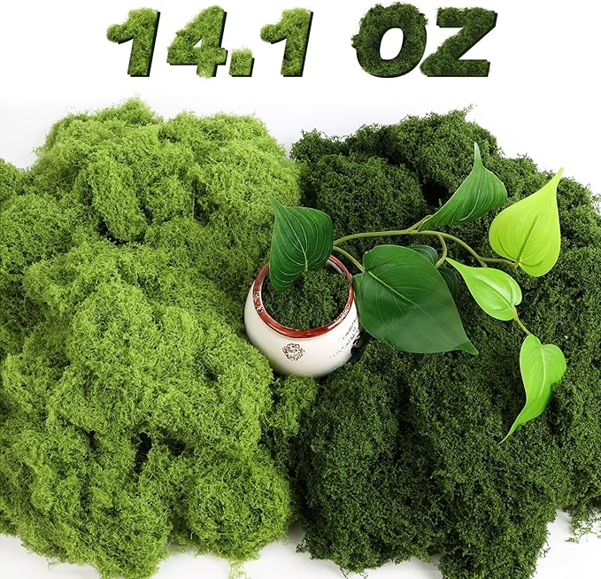 Jollidecor Fake Moss for Crafts, 14.1 OZ Artificial Moss for Plants Indoor by Jollidecor