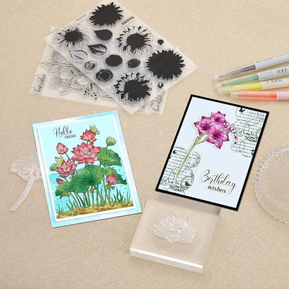 ORIGACH 9 Sheets Plants and Flowers Clear Stamps Silicone Transparent Stamps - Image 5