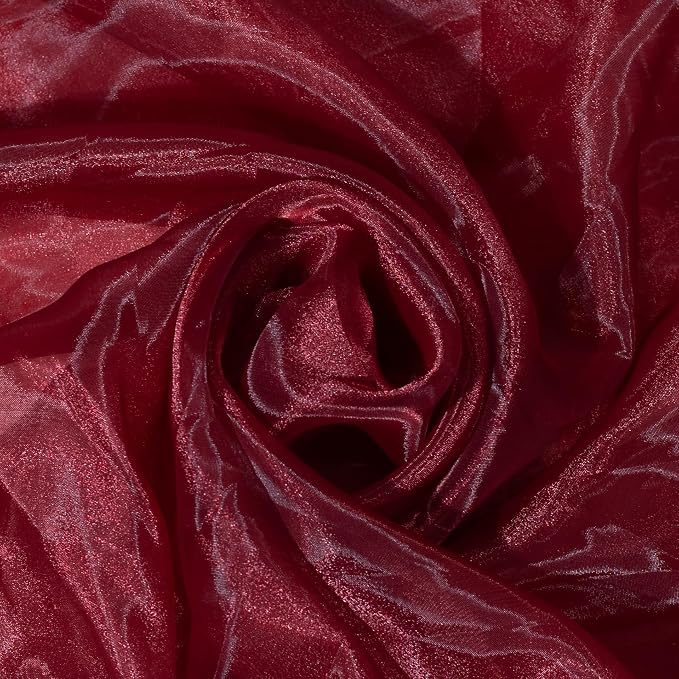 FYNITE Burgundy Sheer Organza Fabric | 5 Yards Long x 44'' Wide | Solid Sheer by FYNITE
