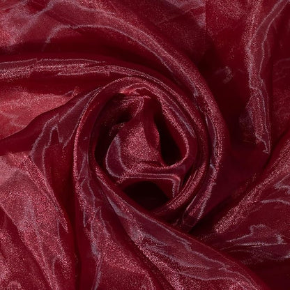 FYNITE Burgundy Sheer Organza Fabric | 5 Yards Long x 44'' Wide | Solid Sheer by FYNITE