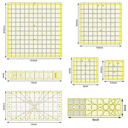 Quilting Rulers, 7 Piece Acrylic Ruler, Sewing & Quilting Templates - Image 2