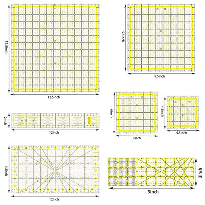 Quilting Rulers, 7 Piece Acrylic Ruler, Sewing & Quilting Templates - Image 2
