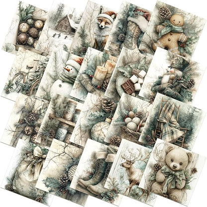 Ganeen 60 Pcs 10 x 10 Inch Vintage Green Christmas Quilting Fabric Squares by Ganeen