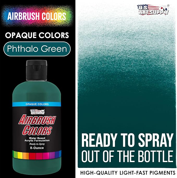 U.S. Art Supply Opaque Phtalo Green Acrylic Special Effects Airbrush Paint - - Image 2