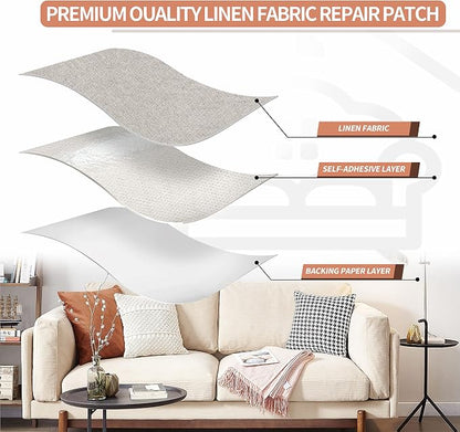 Fine Linen Repair Patches, Self-Adhesive Linen Fabric Patches, 12X40 inch Extra - Image 3