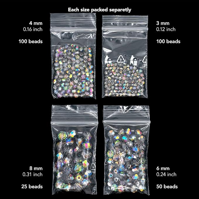 275 pcs Set of Czech Faceted Glass Beads, Fire-Polished Round Crystal Vitrail - - Image 2