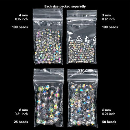 275 pcs Set of Czech Faceted Glass Beads, Fire-Polished Round Crystal Vitrail - - Image 2