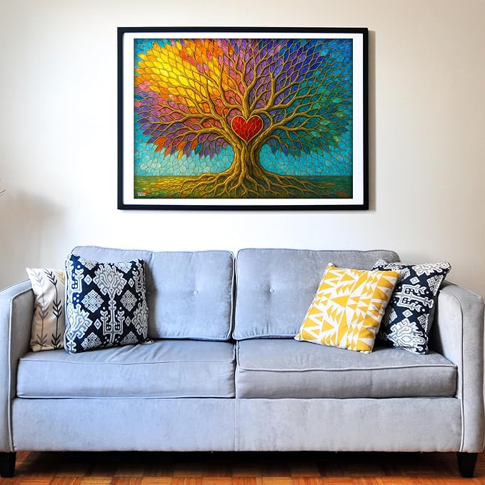 Think2Master Colorful Vibrant Stained Glass Style Artwork Tree of Life 500 - Image 4